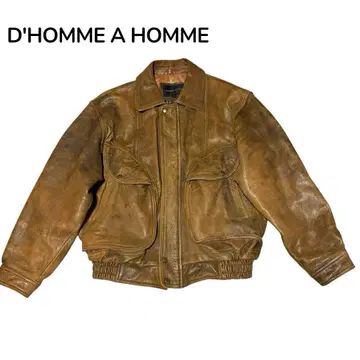 D'HOMME A HOMME 가죽 자켓 라이트 브라운 XL 충전솜