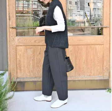 ourhome 루즈 테이퍼드 속기모 따뜻한 팬츠 차콜 그레이 새상품