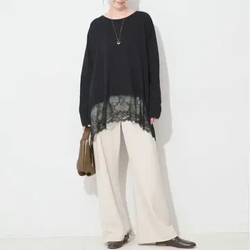 SLOBE IENA 레이스 콤비 티셔츠