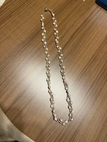 롱 목걸이 펄 핑크 화이트