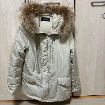 미사용 URBAN RESEARCH 베이지 다운 코트 후드, 퍼 포함