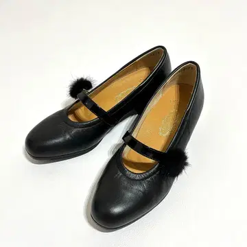 새상품급 긴자 요시노야 외반모지 펌프스 스트랩 멜리 제인 블랙 23.5