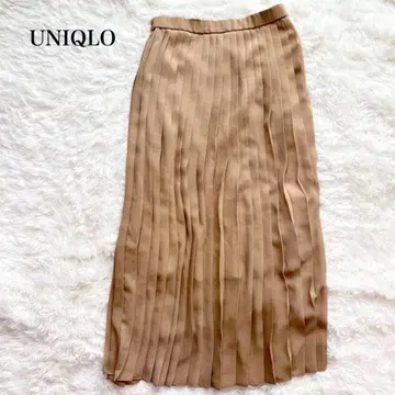 유니클로 쉬폰 플리츠 롱 스커트 허리밴딩 안감 부착 오피스 라프