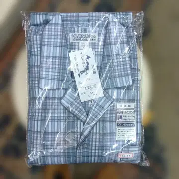 일본제 체크 무늬 파자마 L 사이즈 면 100% 긴팔, 롱 바지