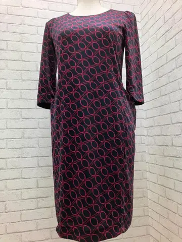 (K11544) 아나이 체인 패턴풍 미 실루엣 벨로아 원피스 38