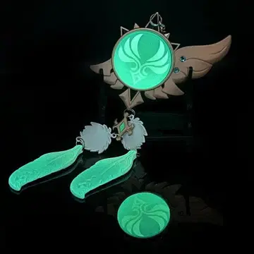 원신 신의 눈 바람 벤티 깃털 키링 야광