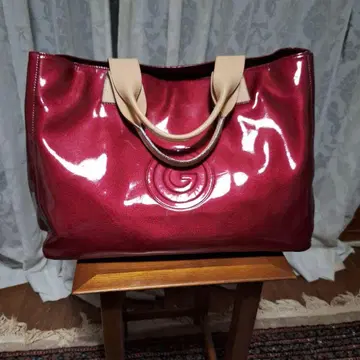 GRES 빨간색 합성 피혁 토트백