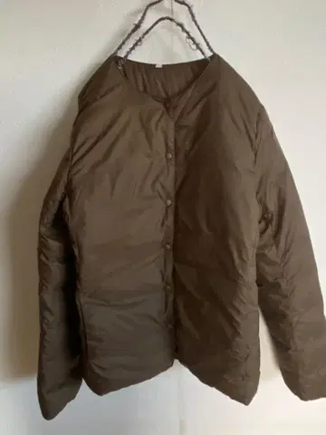 무인양품 브라운 M 노카라 다운 자켓 포켓터블