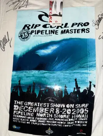 립 컬 파이프라인 마스터즈 티셔츠 사인 포함