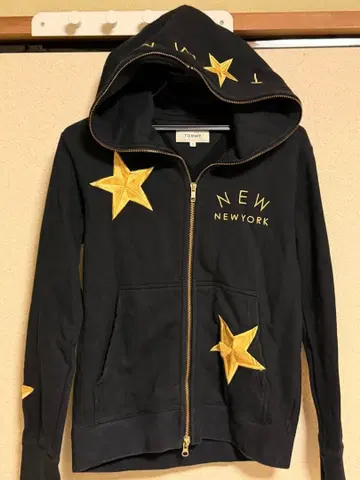 TOMMY 블랙 후드티 S 별 자수