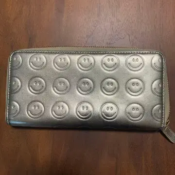 BEAMS 스마일리 페이스 골드 장지갑