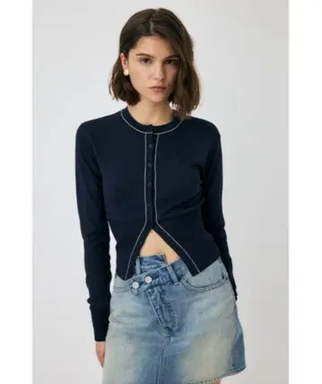 [ 미사용 새상품 ] COLOR STITCH CARDIGAN moussy