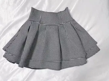 미셸 마카롱 슬림 레그 스커트 깅엄 체크 S 사이즈