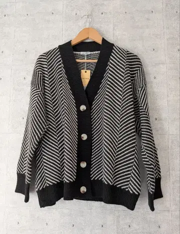 LAC-VERT 랙 베일 쉐브론 오버 사이즈 니트 가디건