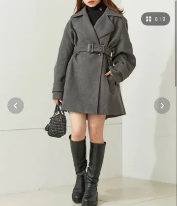 chico 미들 기장 오버 사이즈 테일러드 코트 벨트 포함