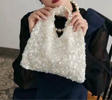 화이트 비즈 토트백 미사용 새상품