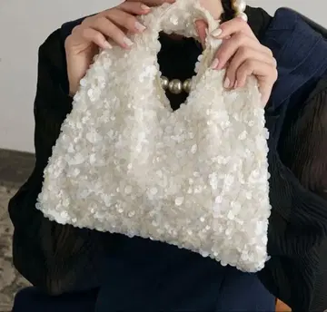 화이트 비즈 토트백 미사용 새상품