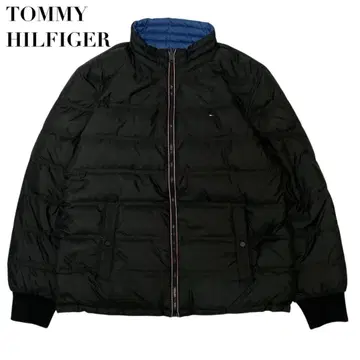 TOMMY HILFIGER 다운 자켓 자수 로고 블랙 컬러