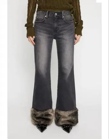 FAUX FUR 플레어 데님