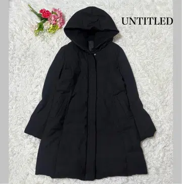 [ 새상품급 ] 언타이틀 다운 코트 보아 후드 롱 개더 블랙 2