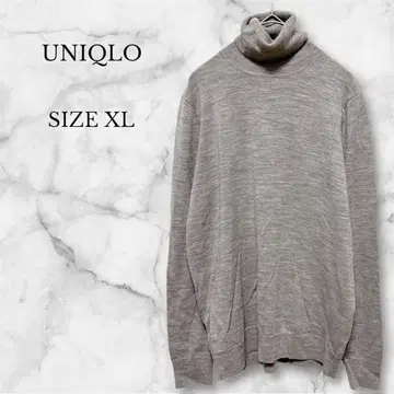 새상품급 유니클로 터틀넥 스웨터 그레이 심플 울 100% XL