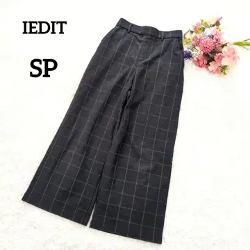 이딧 와이드 팬츠 속기모 웜 팬츠 체크 허리밴딩 네이비 컬러 6094