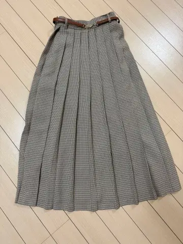 Lily brown 브라운 체크 무늬 플리츠 스커트