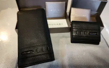 불가리 BULGARI 블랙 장지갑, 코인 케이스 2종 세트 박스 포함.