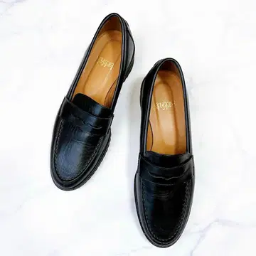 [ 히미코 ] 24.5cm 청키 블랙 가죽 로퍼 히미코