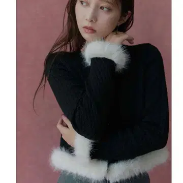 실크 캐시미어 혼방 퍼 트리밍 가디건 celford