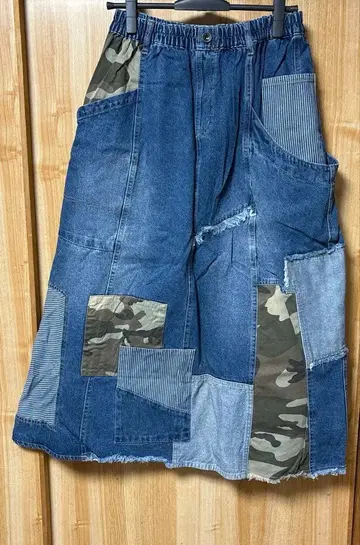 데님 패치워크 스커트