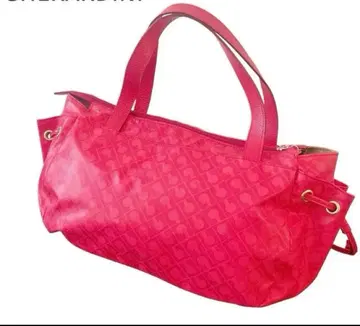 GHERARDINI 골드 금장 장식 핸드백 나일론 가죽 빨간색