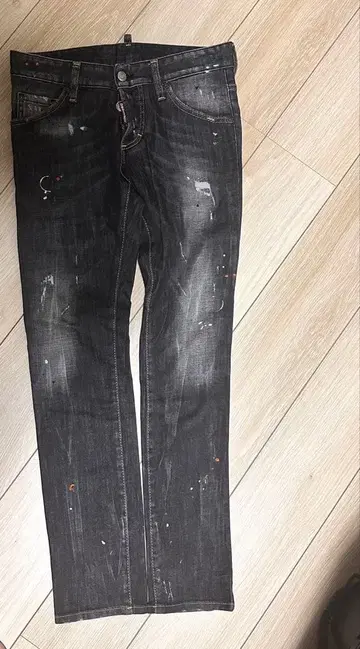 DSQUARED2 페인트 데미지 진 사이즈 44 블랙