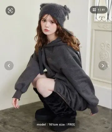 NICE CLAUP 허리 조임 빅 후드티