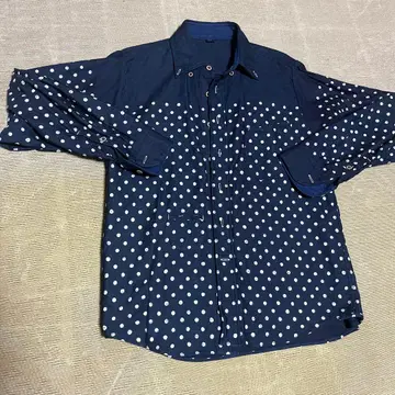 45R 인디고 네이비 나염 물방울 패턴 긴팔 셔츠