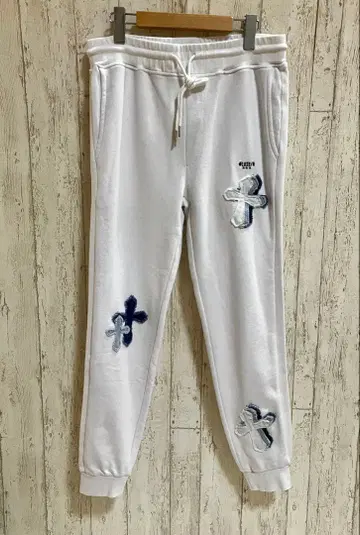 LUXE/R 크로스 데님 부착 스웨트 팬츠