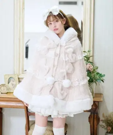 LIZLISA 밀피유 레이스 판초 핑크