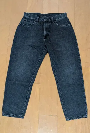 EDWIN 데님 와이드 테이퍼드 블랙 M 사이즈 허리 78cm