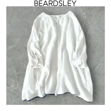 BEARDSLEY 밑단 라인 튜닉 화이트 백색 린넨 워셔블 블라우스 긴팔