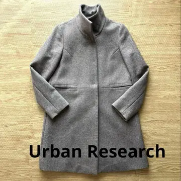 어반 리서치 아우터 코트 스탠드 코트 그레이 울 혼방