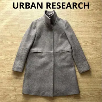 어반 리서치 아우터 코트 스탠드 코트 그레이 울 혼방