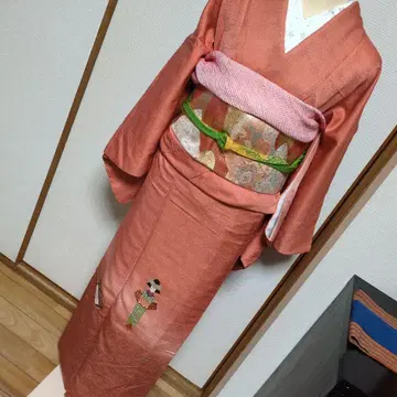 기장 168cm 사랑스러운 츠케사게 순수 실크 이중 기모노