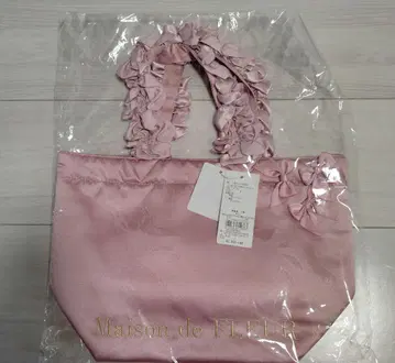 메종 드 플뢰르 택 포함 새상품 핑크매니아 프릴 핸들 토트 S