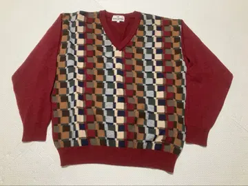 mila schon sports V넥 니트 스웨터 체크 무늬 일본제