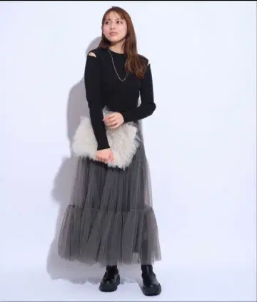 마이 스트라다 튤 레이어드 니트 원피스