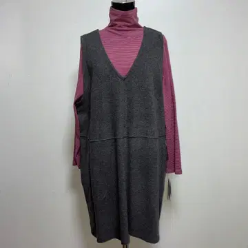 일본제 새상품 따뜻한 소재 V넥 튜닉 베스트 차콜 LL 사이즈