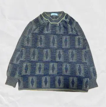 00s vintage TRENDY 기하학 패턴 니트 스웨터