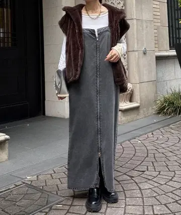 doudou 리오셀 데님 점프 스커트