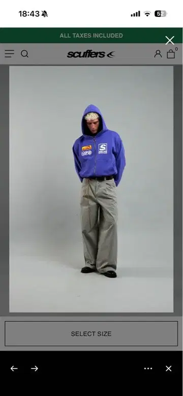 scuffers 더블 지퍼 후드티 M 사이즈