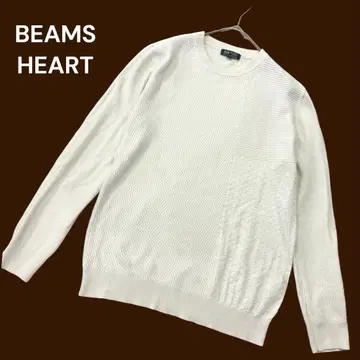 빔즈 면 혼방 크루넥 니트 스웨터 텍스처 가공 얇은 소재